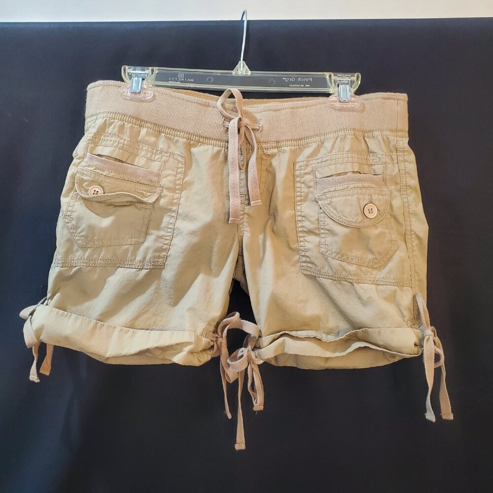 Rue 21 Vintage Y2K Khaki Medium Cotton Shorts Pull On with Drawstring & Ties